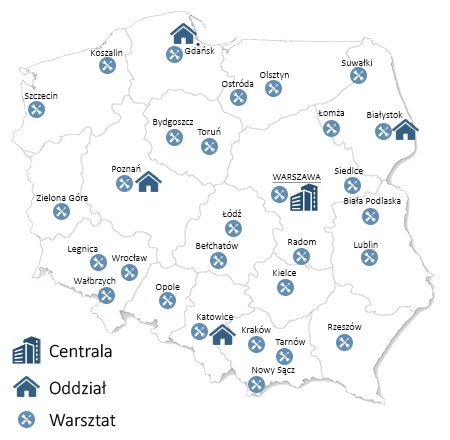 mapa warsztatów Transmobil